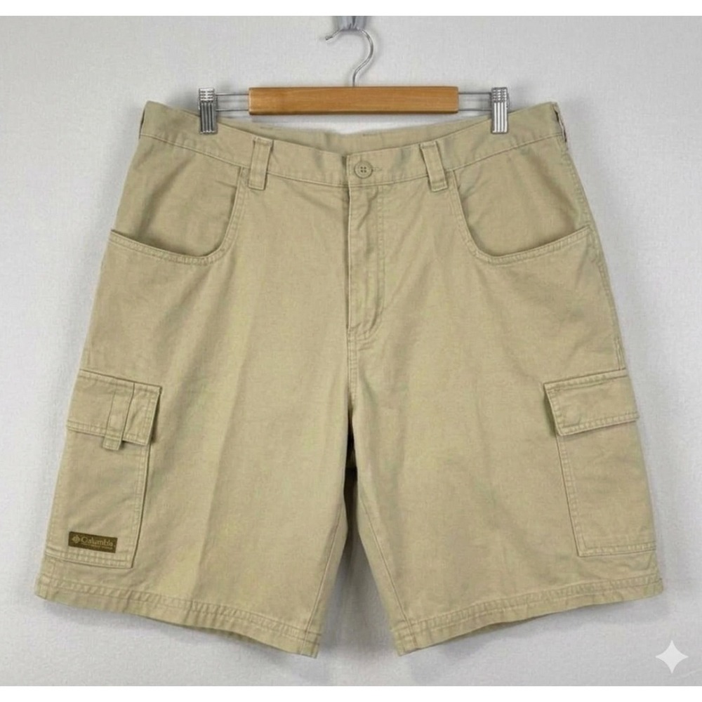 Columbia Mens Cargo Shorts Tan Khaki Cotton Twill Hiking Utility Size 38 XM4561